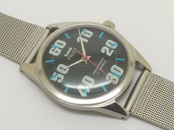 Hmt Pilot Mechanical Handwinding Movement stainless Steel Para Shock 17 Jewels Analog Dial Wrist Watch For Men National Watches