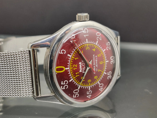Hmt Pilot Mechanical Handwinding Movement stainless Steel Para Shock 17 Jewels Analog Dial Wrist Watch For Me - National Watches