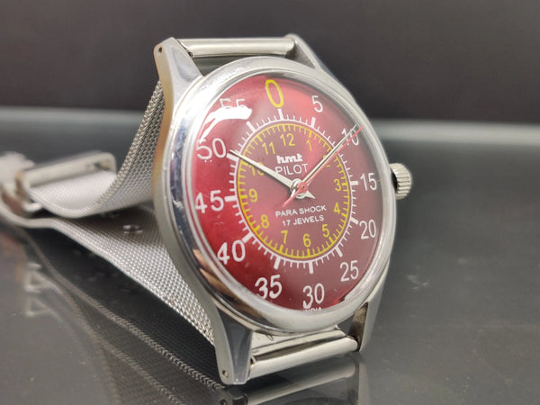Hmt Pilot Mechanical Handwinding Movement stainless Steel Para Shock 17 Jewels Analog Dial Wrist Watch For Me - National Watches