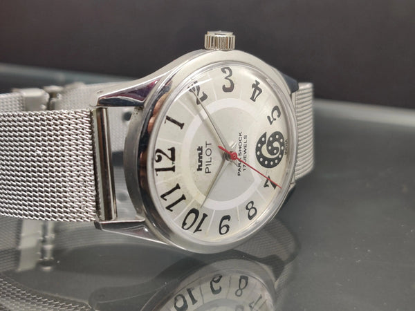 Hmt Pilot Mechanical Handwinding Movement stainless Steel Para Shock 17 Jewels Analog Dial Wrist Watch For Me - National Watches