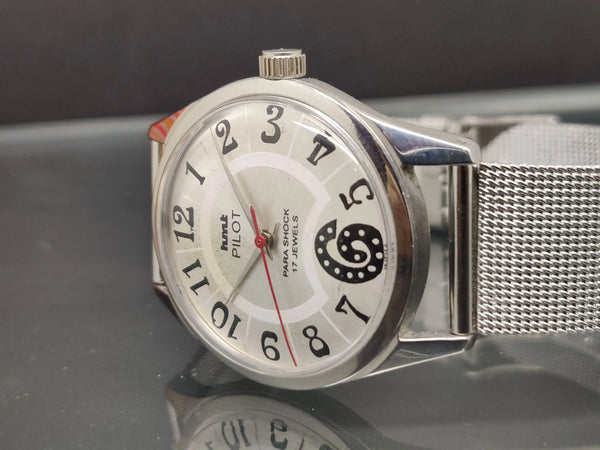 Hmt Pilot Mechanical Handwinding Movement stainless Steel Para Shock 17 Jewels Analog Dial Wrist Watch For Me - National Watches