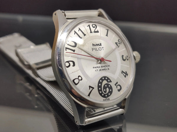 Hmt Pilot Mechanical Handwinding Movement stainless Steel Para Shock 17 Jewels Analog Dial Wrist Watch For Me - National Watches