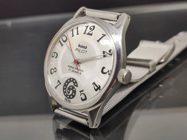 Hmt Pilot Mechanical Handwinding Movement stainless Steel Para Shock 17 Jewels Analog Dial Wrist Watch For Me - National Watches