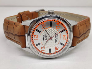 Hmt Pilot Mechanical Handwinding Movement leather Jewels Analog Dial Wrist Watch For Me - National Watches