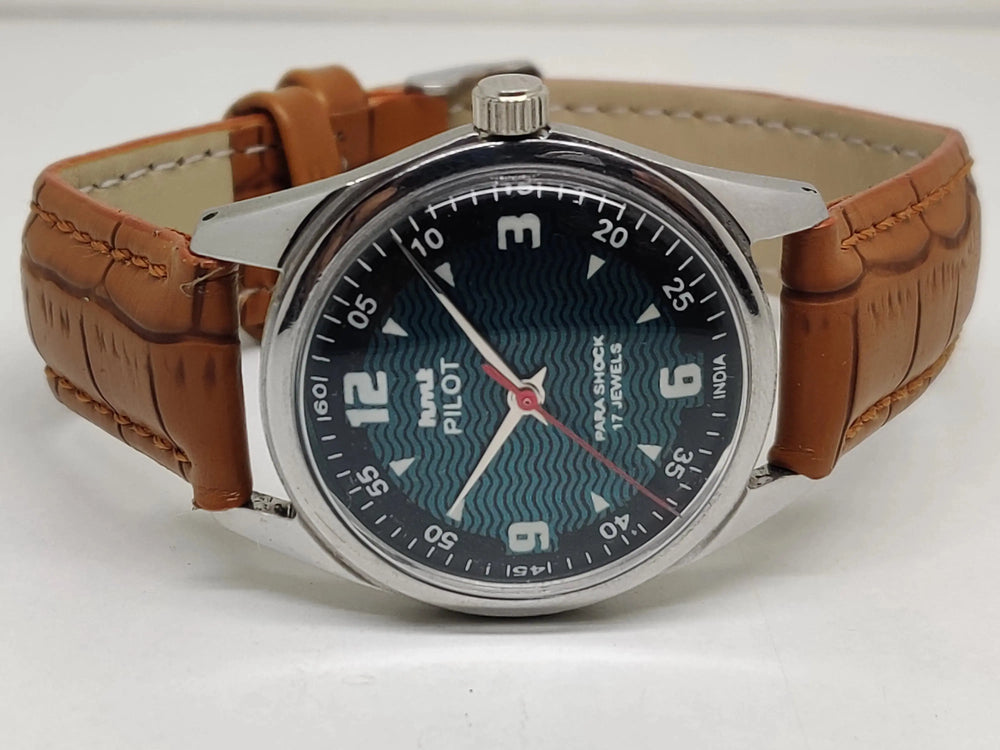 Hmt Pilot Mechanical Handwinding Movement leather Jewels Analog Dial Wrist Watch For Me - National Watches
