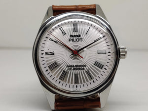 Hmt Pilot Mechanical Handwinding Movement leather Jewels Analog Dial Wrist Watch For Me - National Watches
