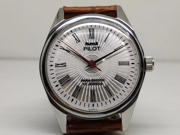 Hmt Pilot Mechanical Handwinding Movement leather Jewels Analog Dial Wrist Watch For Me - National Watches