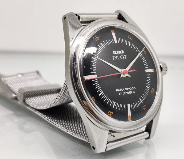 Hmt Pilot Mechanical Handwinding Movement stainless Steel Para Shock 17 Jewels Analog Dial Wrist Watch For Men National Watches
