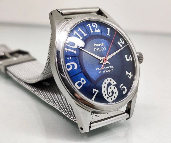 Hmt Pilot Mechanical Handwinding Movement stainless Steel Para Shock 17 Jewels Analog Dial Wrist Watch For Men National Watches