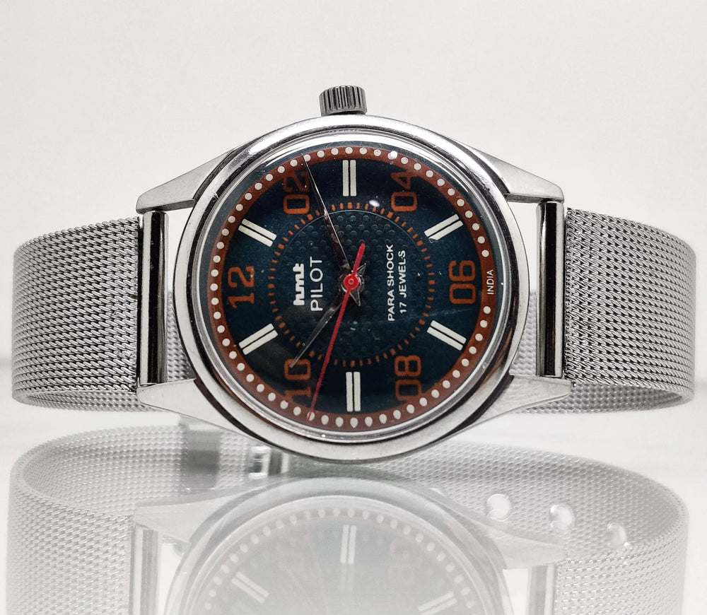 Hmt Pilot Mechanical Handwinding Movement stainless Steel Para Shock 17 Jewels Analog Dial Wrist Watch For Men National Watches