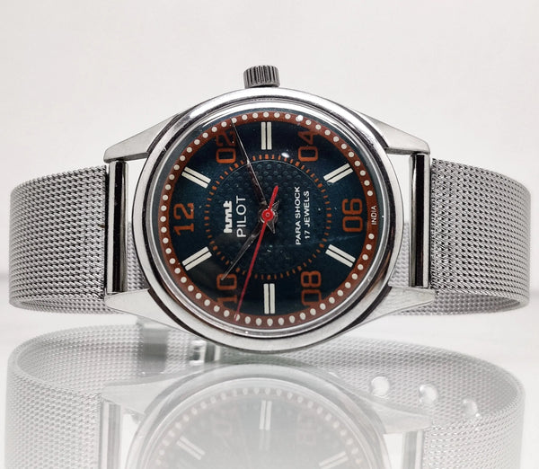 Hmt Pilot Mechanical Handwinding Movement stainless Steel Para Shock 17 Jewels Analog Dial Wrist Watch For Men National Watches
