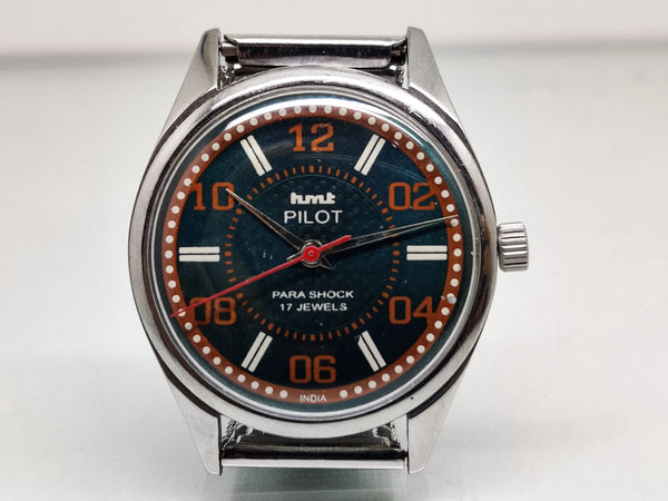 Hmt Pilot Mechanical Handwinding Movement stainless Steel Para Shock 17 Jewels Analog Dial Wrist Watch For Men National Watches