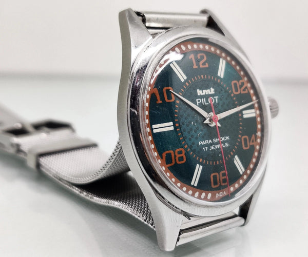 Hmt Pilot Mechanical Handwinding Movement stainless Steel Para Shock 17 Jewels Analog Dial Wrist Watch For Men National Watches