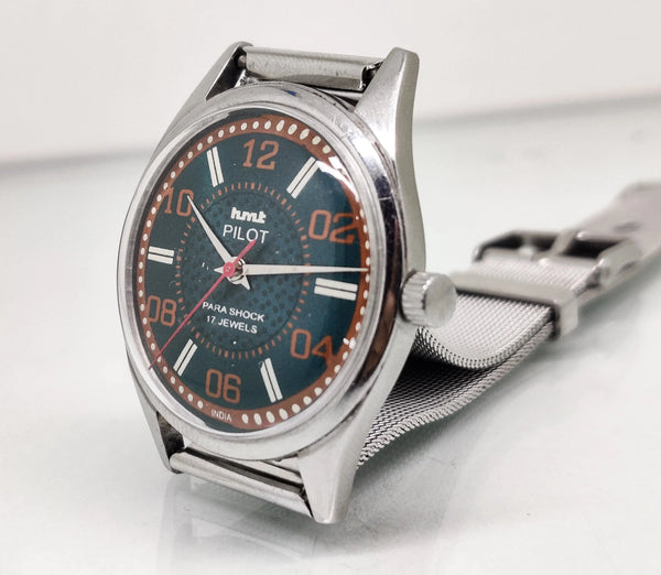 Hmt Pilot Mechanical Handwinding Movement stainless Steel Para Shock 17 Jewels Analog Dial Wrist Watch For Men National Watches