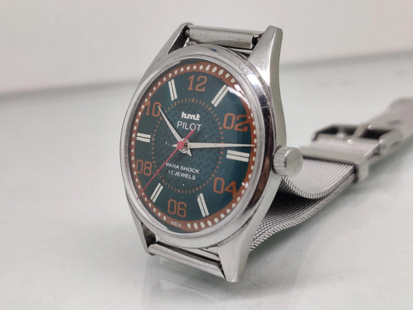 Hmt Pilot Mechanical Handwinding Movement stainless Steel Para Shock 17 Jewels Analog Dial Wrist Watch For Men National Watches