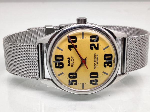 Hmt Pilot Mechanical Handwinding Movement stainless Steel Para Shock 17 Jewels Analog Dial Wrist Watch For Men National Watches