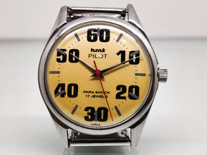 Hmt Pilot Mechanical Handwinding Movement stainless Steel Para Shock 17 Jewels Analog Dial Wrist Watch For Men National Watches