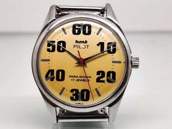Hmt Pilot Mechanical Handwinding Movement stainless Steel Para Shock 17 Jewels Analog Dial Wrist Watch For Men National Watches