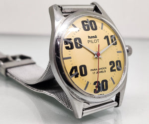 Hmt Pilot Mechanical Handwinding Movement stainless Steel Para Shock 17 Jewels Analog Dial Wrist Watch For Men National Watches
