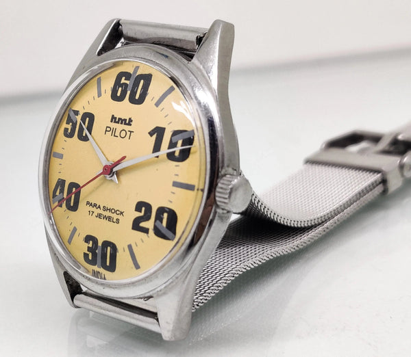 Hmt Pilot Mechanical Handwinding Movement stainless Steel Para Shock 17 Jewels Analog Dial Wrist Watch For Men National Watches