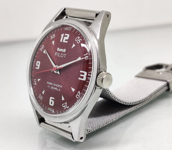 Hmt Pilot Mechanical Handwinding Movement stainless Steel Para Shock 17 Jewels Analog Dial Wrist Watch For Men National Watches