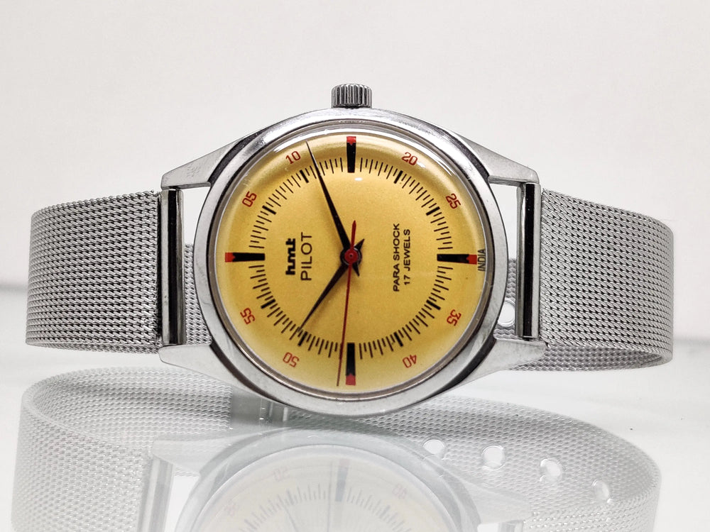 Hmt Pilot Mechanical Handwinding Movement stainless Steel Para Shock 17 Jewels Analog Dial Wrist Watch For Men National Watches