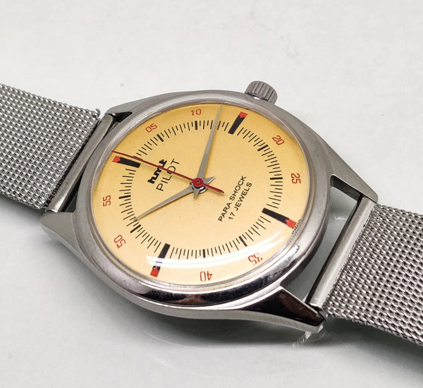 Hmt Pilot Mechanical Handwinding Movement stainless Steel Para Shock 17 Jewels Analog Dial Wrist Watch For Men National Watches