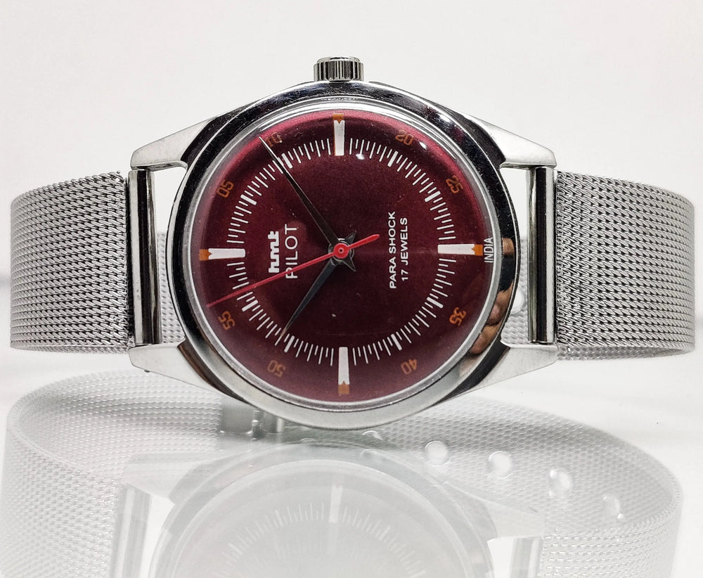 Hmt Pilot Mechanical Handwinding Movement stainless Steel Para Shock 17 Jewels Analog Dial Wrist Watch For Men National Watches