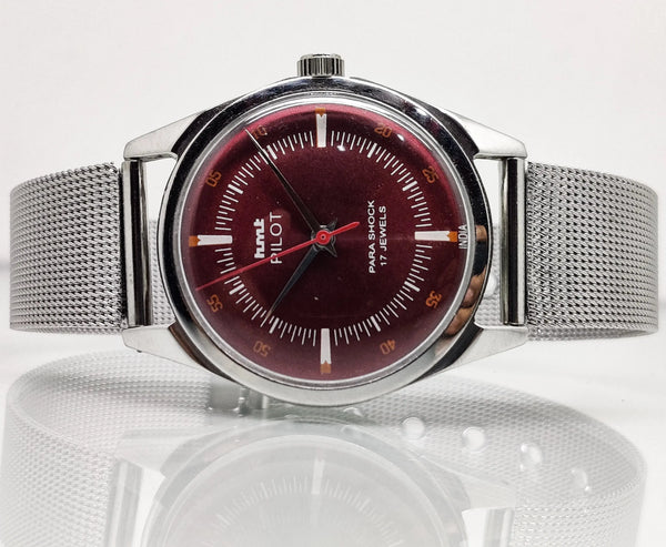 Hmt Pilot Mechanical Handwinding Movement stainless Steel Para Shock 17 Jewels Analog Dial Wrist Watch For Men National Watches