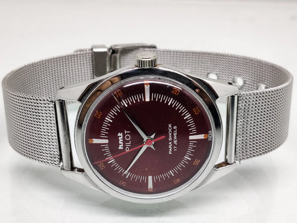 Hmt Pilot Mechanical Handwinding Movement stainless Steel Para Shock 17 Jewels Analog Dial Wrist Watch For Men National Watches