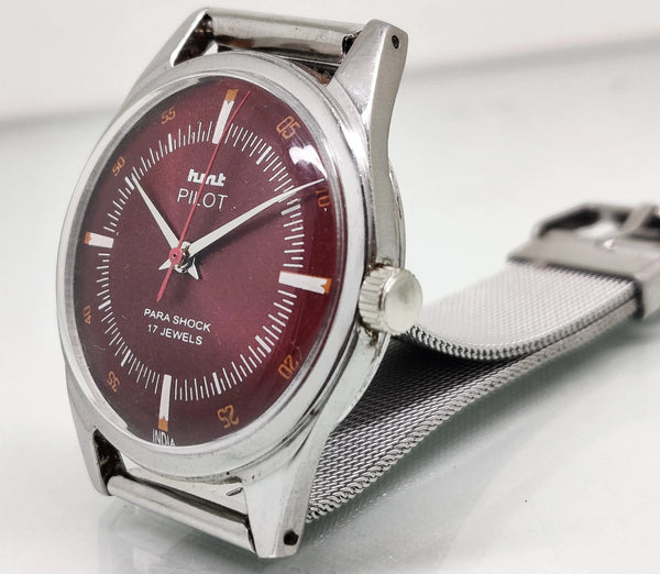 Hmt Pilot Mechanical Handwinding Movement stainless Steel Para Shock 17 Jewels Analog Dial Wrist Watch For Men National Watches