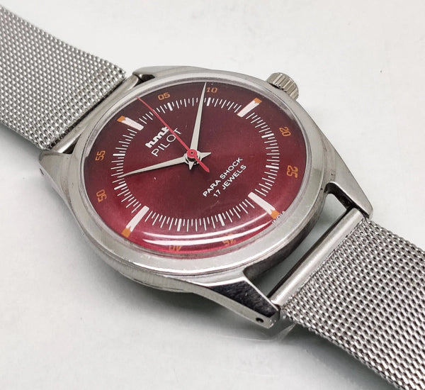 Hmt Pilot Mechanical Handwinding Movement stainless Steel Para Shock 17 Jewels Analog Dial Wrist Watch For Men National Watches
