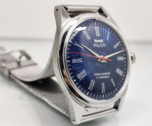 Hmt Pilot Mechanical Handwinding Movement stainless Steel Para Shock 17 Jewels Analog Dial Wrist Watch For Men National Watches
