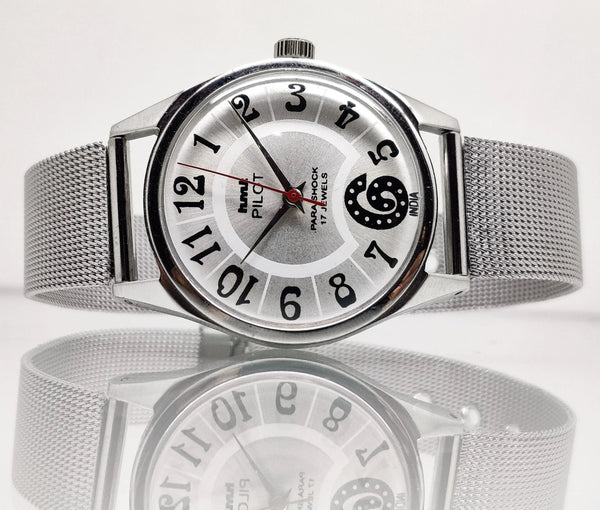 Hmt Pilot Mechanical Handwinding Movement stainless Steel Para Shock 17 Jewels Analog Dial Wrist Watch For Men National Watches