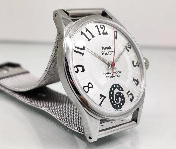 Hmt Pilot Mechanical Handwinding Movement stainless Steel Para Shock 17 Jewels Analog Dial Wrist Watch For Men National Watches