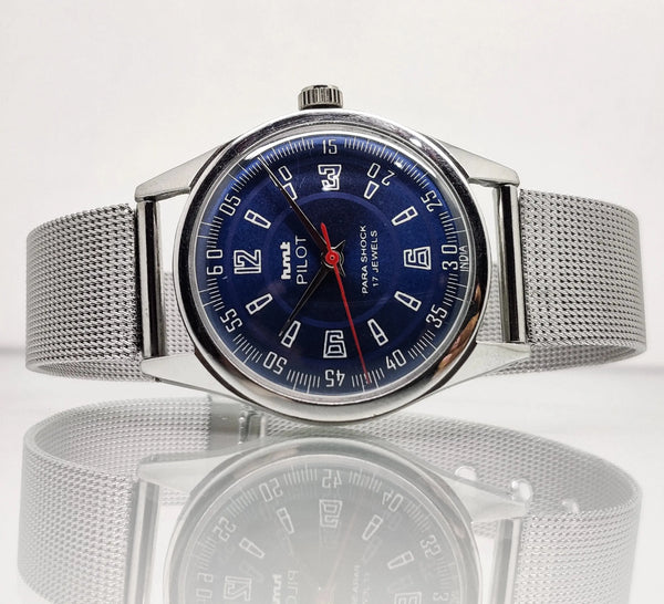 Hmt Pilot Mechanical Handwinding Movement stainless Steel Para Shock 17 Jewels Analog Dial Wrist Watch For Men National Watches