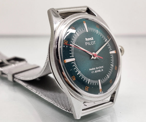 Hmt Pilot Mechanical Handwinding Movement stainless Steel Para Shock 17 Jewels Analog Dial Wrist Watch For Men National Watches