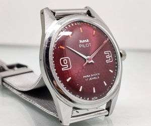 Hmt Pilot Mechanical Handwinding Movement stainless Steel Para Shock 17 Jewels Analog Dial Wrist Watch For Men National Watches