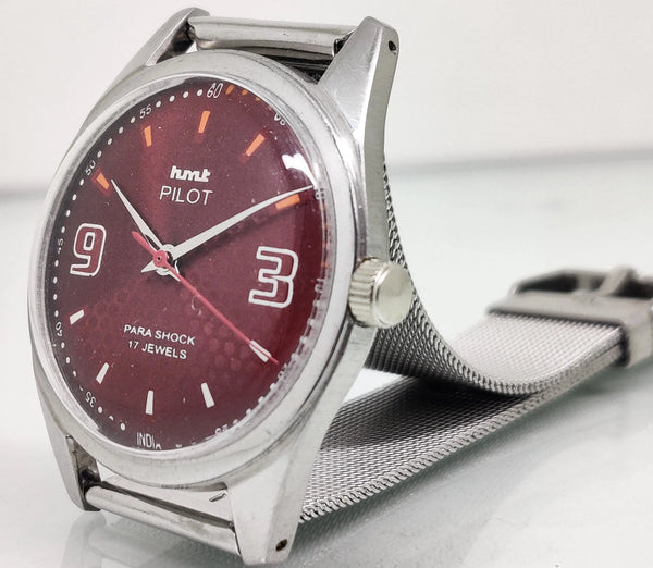 Hmt Pilot Mechanical Handwinding Movement stainless Steel Para Shock 17 Jewels Analog Dial Wrist Watch For Men National Watches