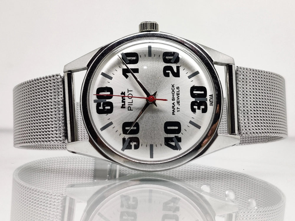 Hmt Pilot Mechanical Handwinding Movement stainless Steel Para Shock 17 Jewels Analog Dial Wrist Watch For Men National Watches