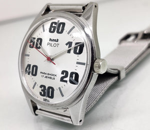 Hmt Pilot Mechanical Handwinding Movement stainless Steel Para Shock 17 Jewels Analog Dial Wrist Watch For Men National Watches