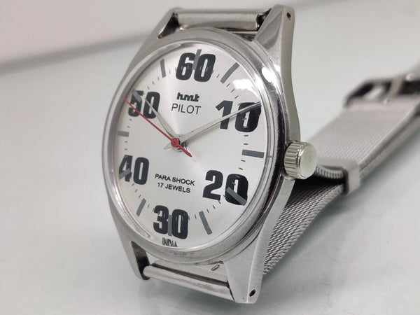 Hmt Pilot Mechanical Handwinding Movement stainless Steel Para Shock 17 Jewels Analog Dial Wrist Watch For Men National Watches
