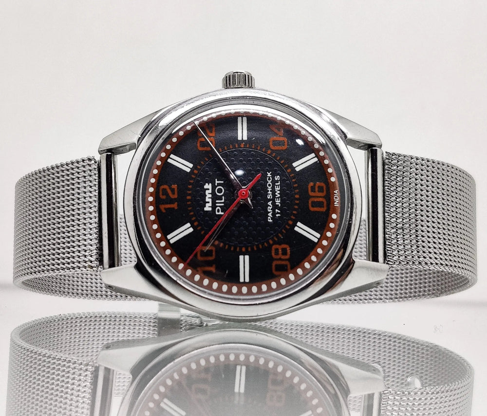 Hmt Pilot Mechanical Handwinding Movement stainless Steel Para Shock 17 Jewels Analog Dial Wrist Watch For Men National Watches
