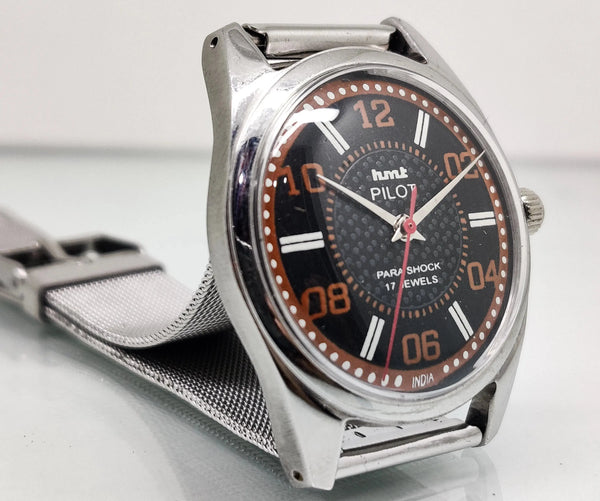 Hmt Pilot Mechanical Handwinding Movement stainless Steel Para Shock 17 Jewels Analog Dial Wrist Watch For Men National Watches