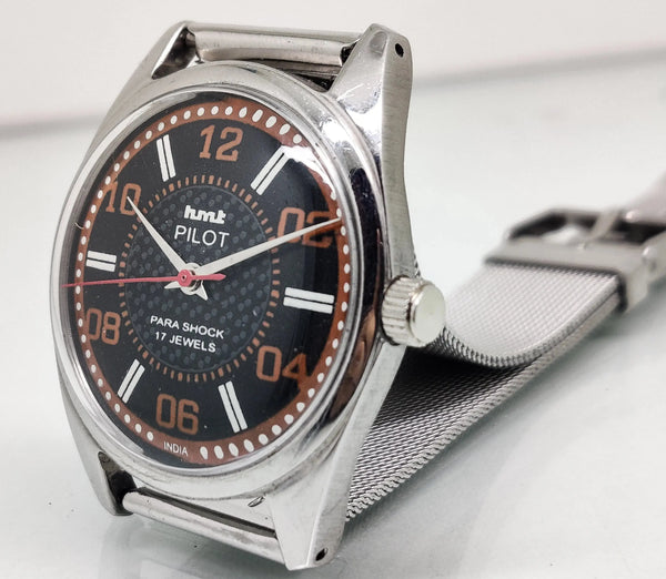 Hmt Pilot Mechanical Handwinding Movement stainless Steel Para Shock 17 Jewels Analog Dial Wrist Watch For Men National Watches