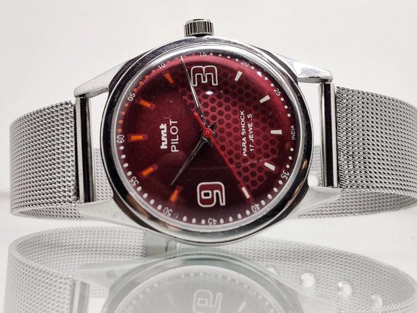 Hmt Pilot Mechanical Handwinding Movement stainless Steel Para Shock 17 Jewels Analog Dial Wrist Watch For Men National Watches