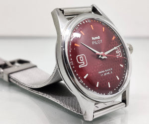 Hmt Pilot Mechanical Handwinding Movement stainless Steel Para Shock 17 Jewels Analog Dial Wrist Watch For Men National Watches