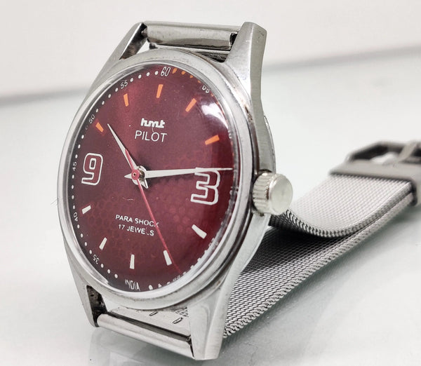 Hmt Pilot Mechanical Handwinding Movement stainless Steel Para Shock 17 Jewels Analog Dial Wrist Watch For Men National Watches