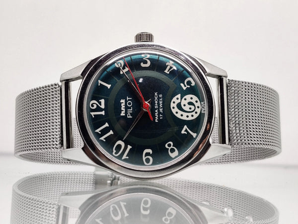 Hmt Pilot Mechanical Handwinding Movement stainless Steel Para Shock 17 Jewels Analog Dial Wrist Watch For Men National Watches