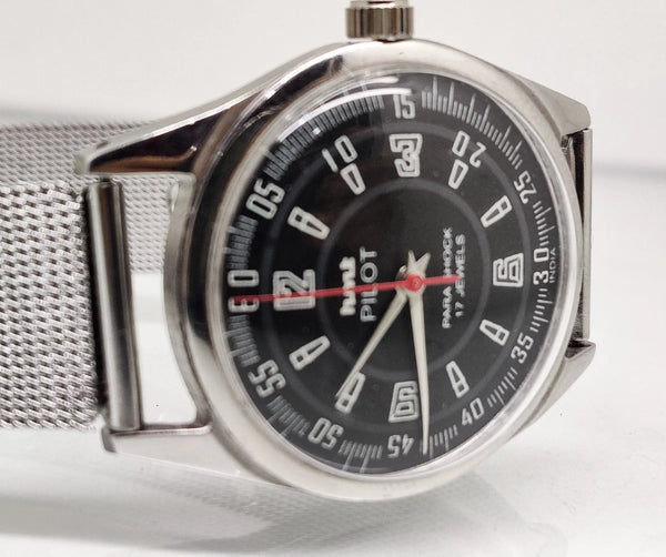 Hmt Pilot Mechanical Handwinding Movement stainless Steel Para Shock 17 Jewels Analog Dial Wrist Watch For Men National Watches